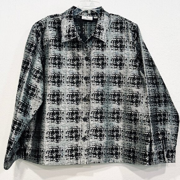 The Travel Collection 2X Heavy Shirt / Lightweight Jacket Silver Black Textured - Picture 1 of 10